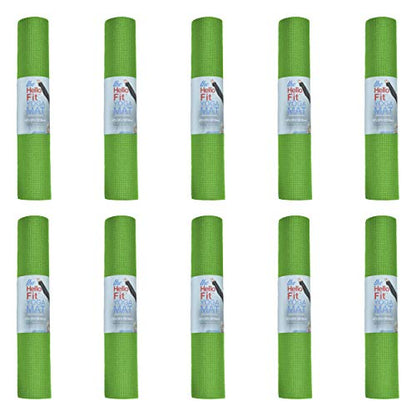 Bulk Yoga Mats, 10 Pack, 4mm Thick, 68x24in | Bulk Non Slip Exercise Mats for Workout, Stretching, Fitness - Wholesale Non Toxic Gym Mats for Home, Schools and Studios - color: Green