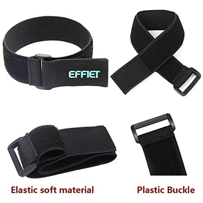 3 Packs Elastic Hook and Loop Cinch Straps for Car Visor Glasses Holder, EFFIET Adjustable Storage Strap Extension Cord Wrap Magic Securing Organizer for Camping Gear, Yoga Mat, Knee Pad Strap