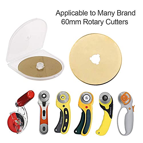 Titanium Rotary Cutter Blades 60mm 10 Pack Replacement Blades for Fabric | Titanium-Coated Rotary Blades for Smooth Cutting of fabric Paper and Craft Sharp and Durable for Quilting Sewing Scrapbooking - size: 60mm