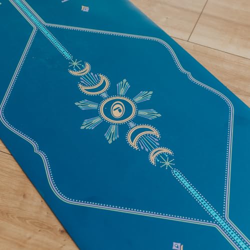 Liforme Printed Yoga Mat - Patented Alignment Design, Ultimate Grip - color: Cosmic Moon - Blue