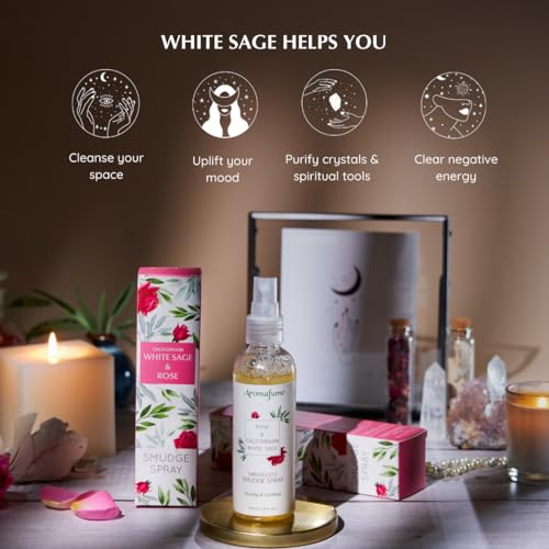 White Sage and Rose Smudge Spray for Spiritual Cleansing, Aromafume - color: White Sage & Rose