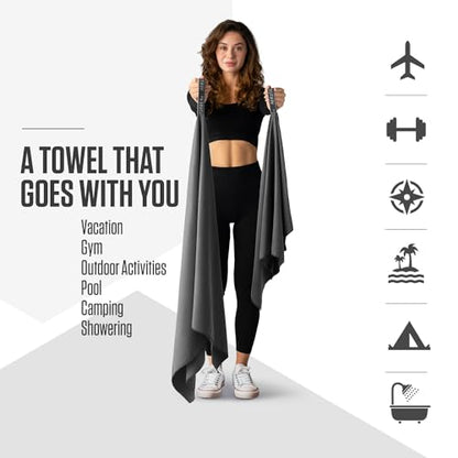 VENTURE 4TH Quick Dry Microfiber Towel for Camping & Gym - Charcoal XL - color: Charcoal, size: 72.00" x 31.50"