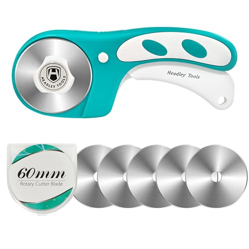Rotary Cutter 60mm Upgraded with Bearing Design for Smoother and deeper cutting, Ergonomic Handle Rolling Cutter with Safety Lock for Fabric, Fabric, Leather, Crafting, Sewing, Turquoise - color: Turquoise, size: 60mm