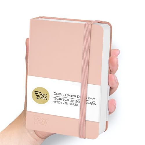 Mix Media Pad,3.5"x5.5" Small Hardcover Leather Art Sketchbook,60 Sheets(112lb/180gsm) Heavyweight Acid Free Artistic Painting Drawing Sketching Paper, Handy Pocket Journal Sketchbook.Pink - color: 180gsm-pink