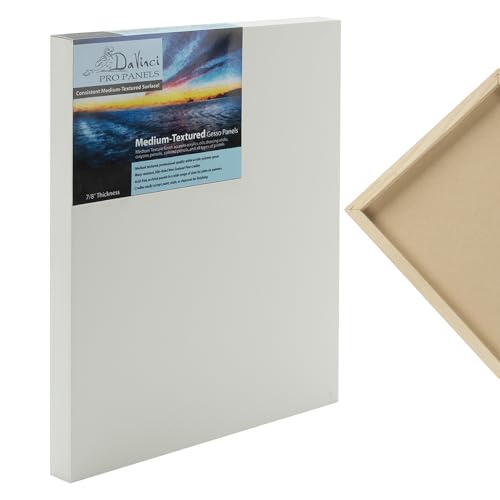 Da Vinci Pro Medium Textured Gesso Panel -6x8" - 6 Pack - 7/8" Depth Wood Panels for Painting - Accepts Mediums Like Canvas - for Oils, Acrylics, Mixed Media, Pastels & Drawing Sticks - size: 6x8" - 6 Pack, style: 7/8" Depth