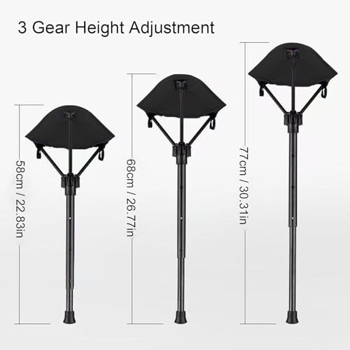 Rosvola Portable Folding Stool, One Leg Adjustable Stool, Retractable Hiking Chair, 3 Gear Height Adjustable, Camping Folding Stool for Camping Outdoor Barbecue Fishing