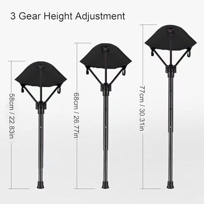 Rosvola Portable Folding Stool, One Leg Adjustable Stool, Retractable Hiking Chair, 3 Gear Height Adjustable, Camping Folding Stool for Camping Outdoor Barbecue Fishing