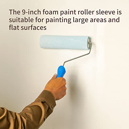 Voomey 9 Inch Foam Paint Roller 3 Pack, High Density Sponge Paint Rollers | for Smooth Wall and Furniture Finishing, Reusable Paint Tools for Home DIY and Professional Use - color: 3pcs blue