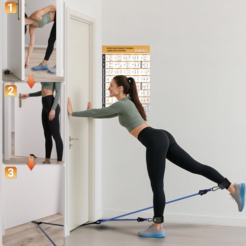 READAEER Resistance Bands, 10-150 LBS Exercise Bands with Handles, Ankle Straps & Door Anchor, Adjustable Workout Bands for Full Body Strength Training, Home, Gym & Travel - size: 10-150LBS