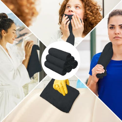Orighty 6-Pack Black Hand Towels, 16x28 inch Microfiber Gym Towels - color: Black, size: Pack of 6
