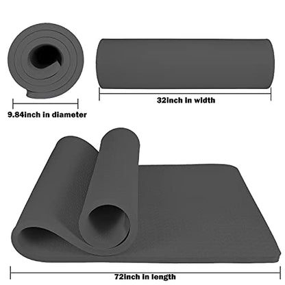 Hatha Yoga 4/5 inch TPE Yoga Mat Fitness & Exercise Mats Large Size 72"L x 32"W Non-Slip Anti-Tear For Women Men - color: Black