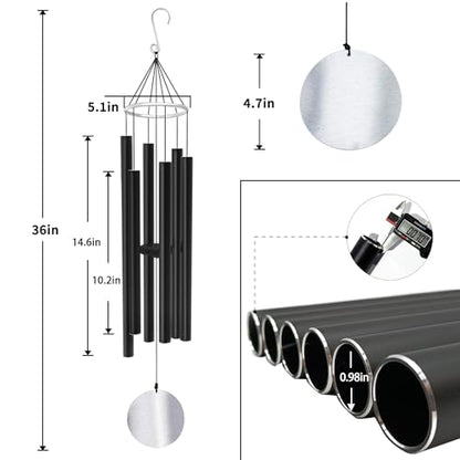 ASTARIN Wind Chimes Outdoor Large Deep Tone - size: 36“ Black