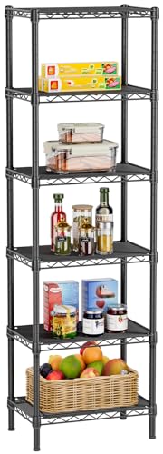 Golpart 6Tier Adjustable Storage Shelves Metal Wire Shelving Standing Shelf - color: Black, size: 6-tier-10"Dx16"Wx63"H