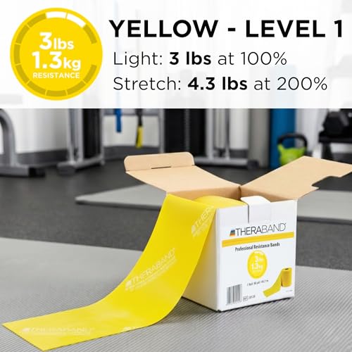 THERABAND Resistance Band, 50-Yard Roll, Latex Elastic Band for Exercise, Stretching, Physical Therapy, Yoga, Pilates, Home Workouts, Cut-to-Length, Color-Coded Levels - color: Yellow | Light, style: Non-Latex