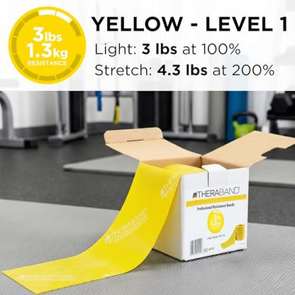 THERABAND Resistance Band, 50-Yard Roll, Latex Elastic Band for Exercise, Stretching, Physical Therapy, Yoga, Pilates, Home Workouts, Cut-to-Length, Color-Coded Levels - color: Yellow | Light, style: Non-Latex