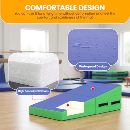 BestMassage Gymnastics Mat Incline Mat Tumbling Mat Folding Gymnastic Tumbling Mat Indoor/Outdoor Exercise Mat Home Gym Yoga Mat with Handle - size: 47.2 x 23.6 Inches
