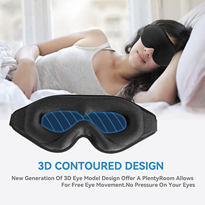 Sleep Mask for Lash Extensions, 3D Memory Foam | Zero Eye Pressure, 99% Blackout, Adjustable Strap, Breathable Fabric, Travel, Yoga, Nap, Lightweight, Soft Comfort - color: Black