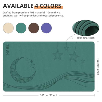 HAHE Extra Wide Yoga Mat, 72"x40"x0.4"Thick, Large Exercise Mats - color: Peacock Green
