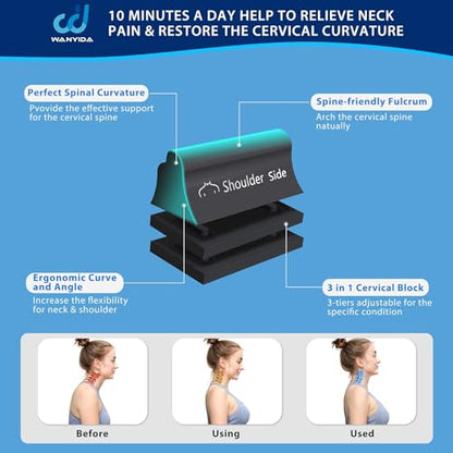 WANYIDA Neck and Shoulder Relaxer, Neck Stretcher Chiropractic Pillows for Pain Relief, Cervical Traction Device for Cervical Spine Alignment，FSA HSA Eligible