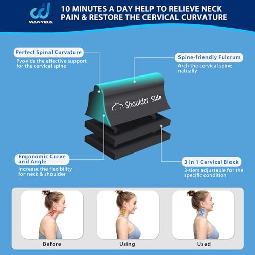 WANYIDA Neck and Shoulder Relaxer, Neck Stretcher Chiropractic Pillows for Pain Relief, Cervical Traction Device for Cervical Spine Alignment，FSA HSA Eligible
