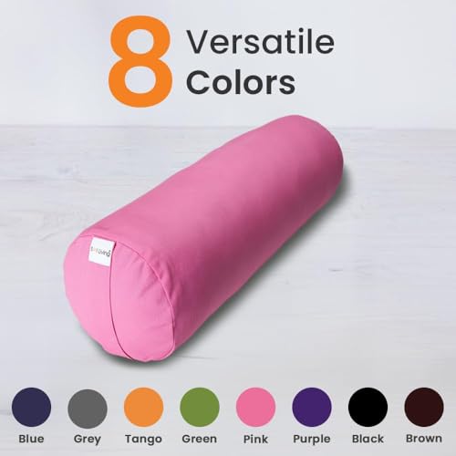 Pranayama Yoga Bolster Meditation Pillow - color: Pink, size: Cylindrical 28" x 10"