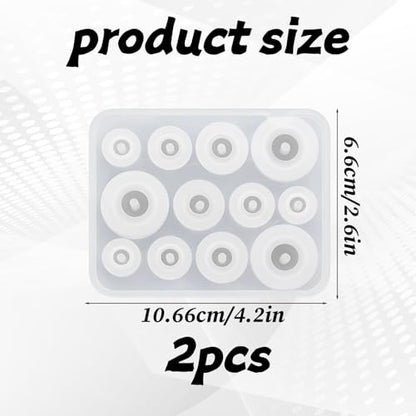 2 PCS Silicone Bead Molds for Epoxy Resin Silicone Bead Molds for Jewelry Making, Ball Beads Mold Designs with Holes for DIY Earring Pendant, Polymer Clay, Round Gemstone (Diameter 10, 12, 14, 18mm)