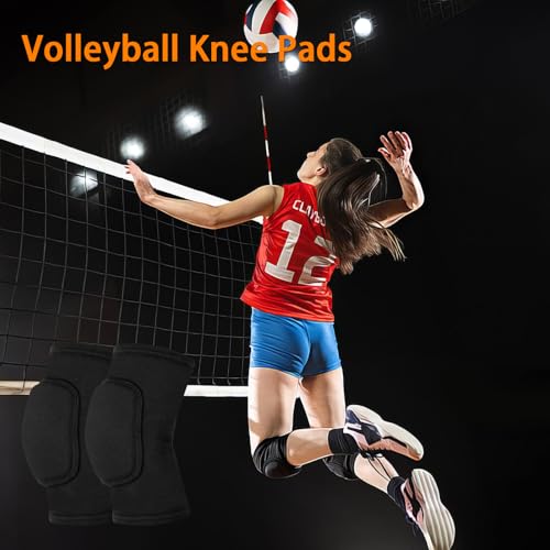 2 Pairs Volleyball Knee Pads Youth, Black Knee Pads for Girls, Women, Men - color: Black, size: Large
