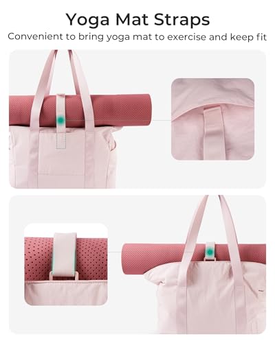 BAGSMART Gym Tote Bag for Women, 24L/28L Travel Tote Yoga Mat Bag - color: Baby Pink, size: Medium
