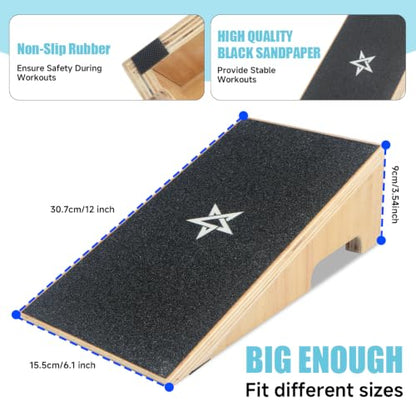 SEWD Wooden Squat Wedge, Non-Slip Slant Boards for Heel Elevated Squat