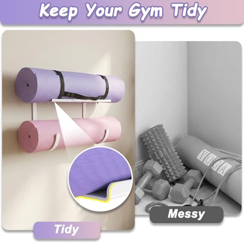 Rubber Coated Yoga Mat Holder, No Straps Required - size: 1-tier shelf