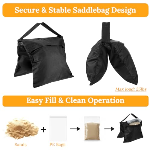 8 Pack Heavy Duty Sandbags with Clips, 20"x9.6" Oxford Cloth Weight Bags for Photography Studio Light Stand, Canopy, Tripod & Outdoor Tent