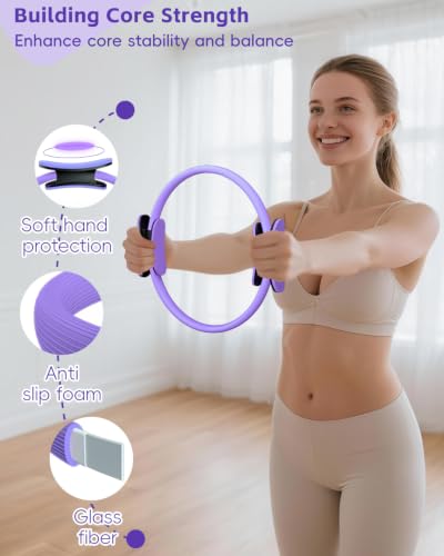 KABCON Pilates Kit for Home, Women Beginners Workout Essentials Set - size: Purple 14PCS