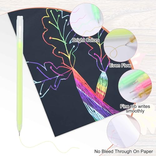 MECCANIXITY 9 Pcs Metallic Vibrant Sparkle Gel Pens, Drawing Pens with Fine Point 1mm for Adult Drawing Doodling Journaling Art Supplies and DIY Crafts, Yellow - color: Yellow