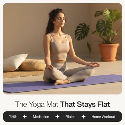 Folding Yoga Mat, TPE Folding Yoga Mat, Foldable Exercise Mat for Yoga, Pilates, Floor Workouts, Compact Design, Travel Friendly, Ideal for Home & Gym, Knee pad, Kneeling pad, No Roll Mat - color: Purple