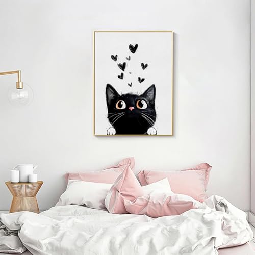 Black Cat Diamond Art Kits for Adults Diamond Painting Kit for Beginner | Bathroom Animal 5D Funny DIY Diamond Dots Full Drill Crafts for Gem Art Dot Art for Adults Home Wall Decor for Teens 12x16 in - color: DP03739