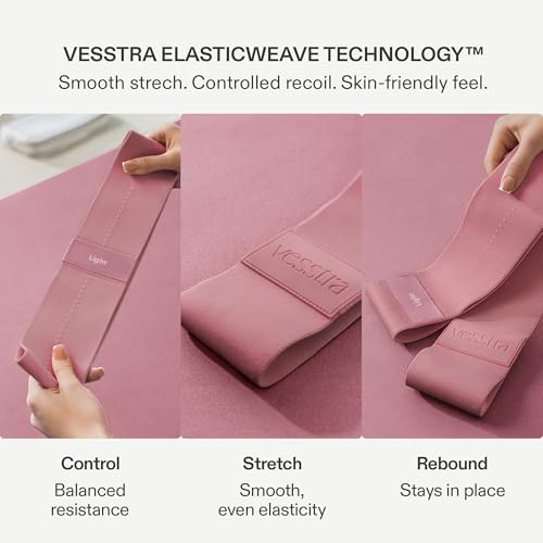 Premium Loop Resistance Bands Set - Non Slip Fabric Booty Bands for Glutes & Legs (Light, Medium, Heavy) | Hip Bands for Pilates, Strength Training & Home Workouts - color: Dusty Rose
