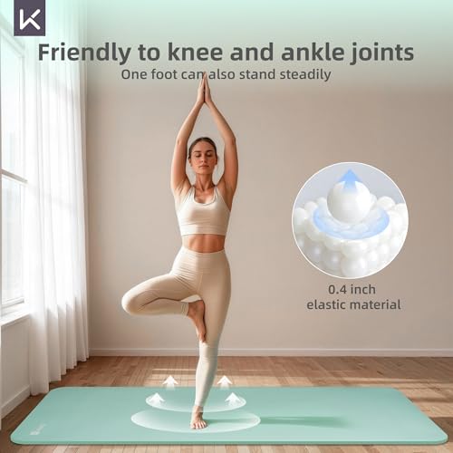KEEP Extra Thick NBR Yoga Mat for Women & Men, 10mm Thick, 72”x32” Large Exercise Mat with Non-Slip Workout Mat for Yoga, Pilates, Stretching, Meditation – Wide & Cushioned Fitness Mat - color: Green