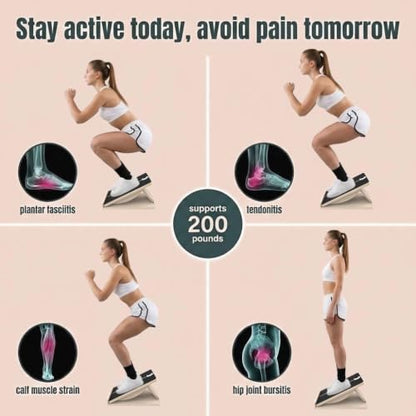 Slant Board for Exercise, 2-in-1 Balance Board & Calf Stretcher with Timer,Adjustable Wooden Squat Wedge with Anti-Slip Surface,Incline Board for Stretching & Blance Training