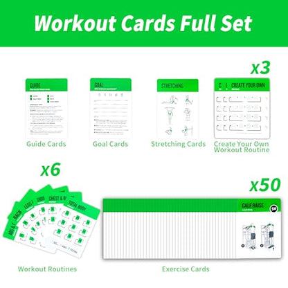 Gym Equipment Workout Cards, 62 Exercises Cards Deck Large Size 5" x 3.5" Fitness Cards for Women & Men, Beginner Fitness Guide to Training Exercises at Home or Gym - style: Equipment