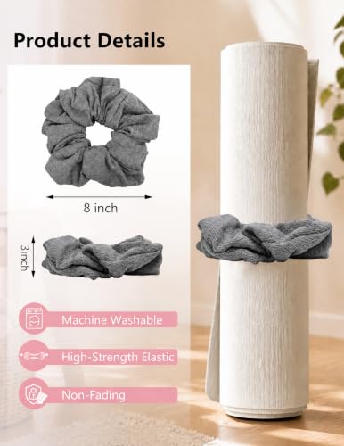 Yoga Mat Scrunchie Yoga Mat Strap Carrier Pilates Mat Holder | Holds Your Yoga Mat in Style, Adjustable & Stretchy Yoga Mat Band, Fits Most Standard Yoga Mats (mat not included),Yoga Gifts - color: Light Gray
