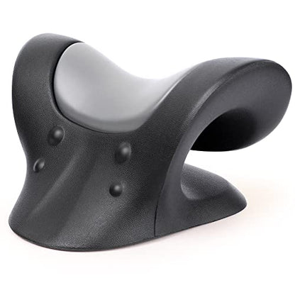 RESTCLOUD Comfortable Neck Stretcher for Neck Pain Relief, Neck and Shoulder Relaxer Cervical Traction Device for TMJ Pain Relief and Muscle Relax, Cervical Spine Alignment Chiropractic Pillow - color: Black