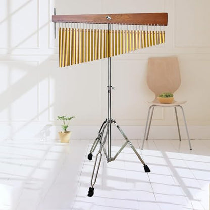 ENNBOM 36 Note Adjustable Height Wind Chime Single-row Percussion Chime with Collapsible Tripod Stand Bar Chime for Class Yoga Gold - color: 36 Note Chime
