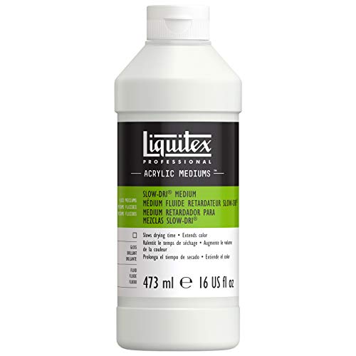 Liquitex Professional Fluid Medium, 473ml (16-oz), Slow-Dri Blending | Extends Open Time of Color/Medium by 40%, Blendable & Workable for Longer, Maintains Transparency, Lowers Viscosity - color: Slow-dri Blending, size: 16 Fl Oz (Pack of 1), style: 16-oz