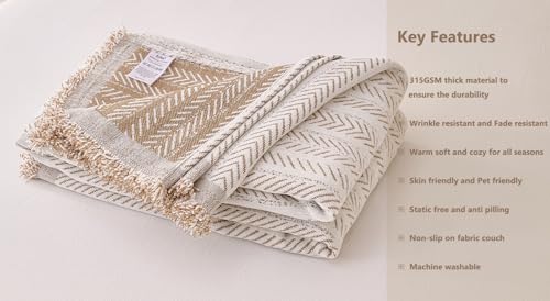 Erke Boho Chair Recliner Throw Cover Chenille Sheet Blanket 71”x71” - color: Beige Coffee, size: 71" x 71"