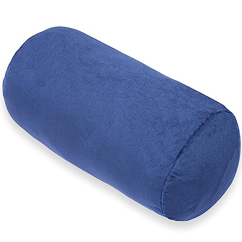 1 MIDDLE ONE Round Cylinder Bolster Pillow with Removable Velvet Cover, Tube Roll Cervical Pillow for Head, Neck, Back and Legs Support, 13"x 6", Blue - color: Blue, size: 13 inch
