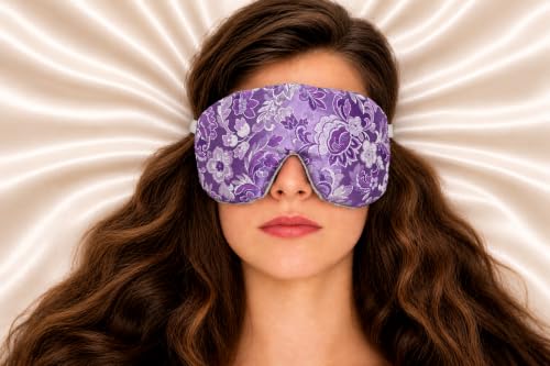 Handmade Opulence Yoga Eye Pillow - Weighted Flaxseed Fill, Lavender Aromatherapy, Satin & Velvet, Adjustable Strap - Ideal for Meditation & Restful Sleep - Lovely Lilac - TEMFL-LL - color: Lovely Lilac