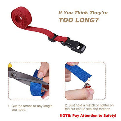 MAGARROW 24" 40" 60" 100" Strap Buckle Packing Straps Adjustable 1-Inch Belt - color: Red (4-Pack), size: 1" Wide - 40" Long