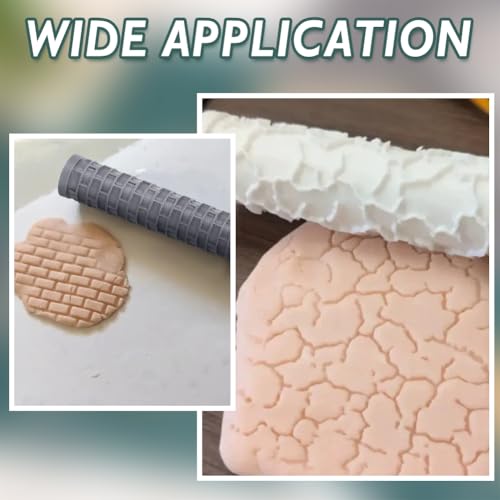 CRAFTYMELODY 2Pcs Landscape Pattern Clay Texture Roller 2 Styles Plastic Column Pottery Tools Rolling Pins Stamps Gray Texture Roller for Handmade Making Crafting DIY Micro-Scenery Home Accessories