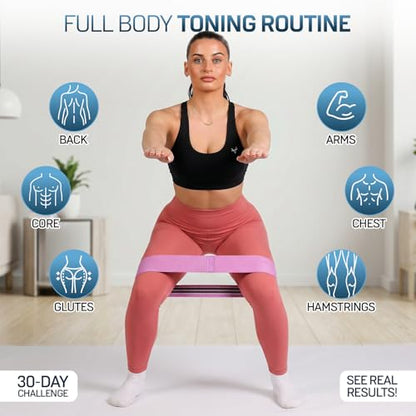 Fabric Resistance Bands for Working Out, 4 Levels Elastic Workout Bands for Women Men, Non-Slip Exercise Bands for Pilates Glutes & Hip Stretching, Gym Booty Loops for Physical Therapy Legs and Thigh