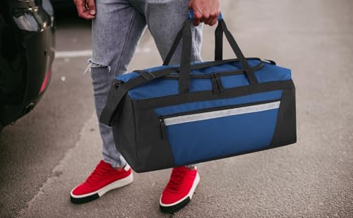 40 Liter, 22 Inch Reflective Duffle Bag with Shoulder Strap for Men, Women, Travel - color: Navy
